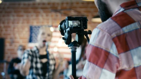 Stock Video Man Filming A Musical Band Animated Wallpaper - Free Live Wallpaper