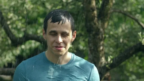 Stock Video Man Enjoying The Rain In Nature Animated Wallpaper - Free Live Wallpaper