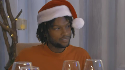 Stock Video Man Drinking Wine At Christmas Dinner Animated Wallpaper - Free Live Wallpaper