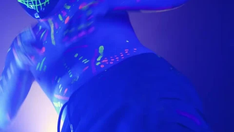 Stock Video Man Dancing With Fluorescent Paint And A Mask Animated Wallpaper - Free Live Wallpaper