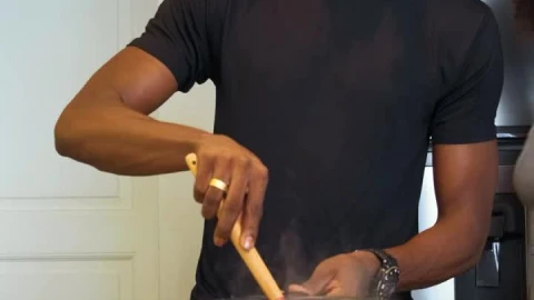 Stock Video Man Cooking Is Surprised By His Wife With A Hug Animated Wallpaper - Free Live Wallpaper