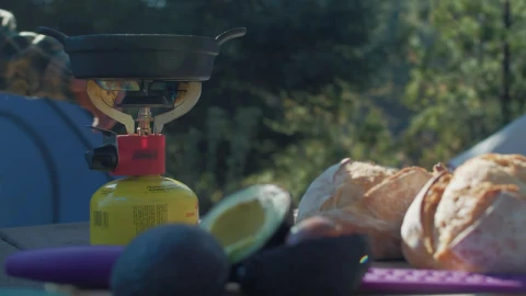 Stock Video Man Cooking At The Campsite Animated Wallpaper - Free Live Wallpaper