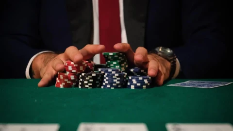 Stock Video Man Betting All His Chips In A Poker Game Animated Wallpaper - Free Live Wallpaper