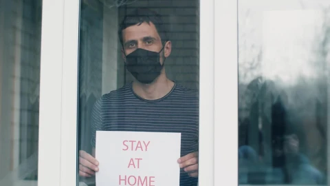 Stock Video Man Asking To Stay Home For Quarantine Animated Wallpaper - Free Live Wallpaper