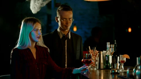 Stock Video Man And Woman Toasting In A Bar Animated Wallpaper - Free Live Wallpaper