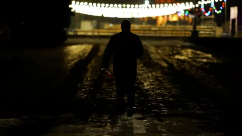 Stock Video Malefactor Walking With A Bat Down A Dark Street Animated Wallpaper - Free Live Wallpaper