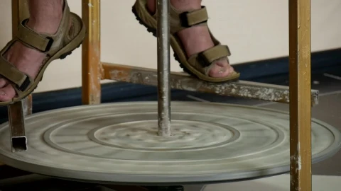 Stock Video Male Potter Feet In Sandals And Rotating Wheel Animated Wallpaper - Free Live Wallpaper