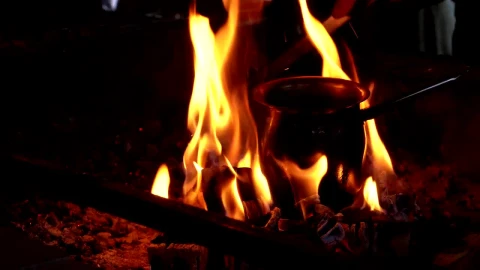 Stock Video Making Turkish Coffee In The Bonfire Animated Wallpaper - Free Live Wallpaper