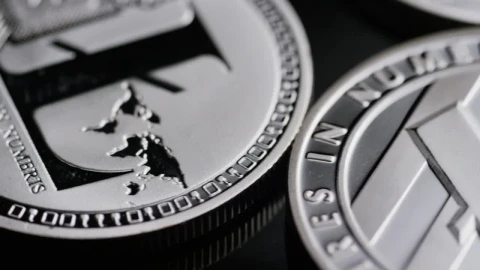 Stock Video Macro Shot Of Lite Cryptocurrency Coins Animated Wallpaper - Free Live Wallpaper