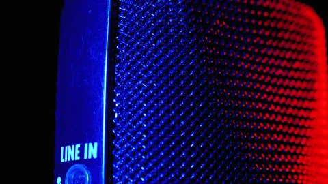 Stock Video Macro Shot Of A Microphone With Red And Blue Light Animated Wallpaper - Free Live Wallpaper