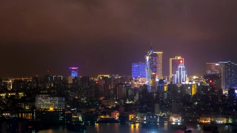 Stock Video Macau Peninsula Cityscape At Night Animated Wallpaper - Free Live Wallpaper