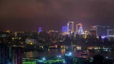 Stock Video Macau Iluminated Skyline At Night Animated Wallpaper - Free Live Wallpaper