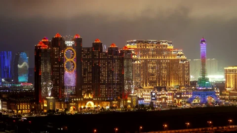 Stock Video Macau Casinos Flashing At Night Animated Wallpaper - Free Live Wallpaper