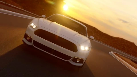 Stock Video Luxury White Sports Car In The Highway At Sunset Animated Wallpaper - Free Live Wallpaper
