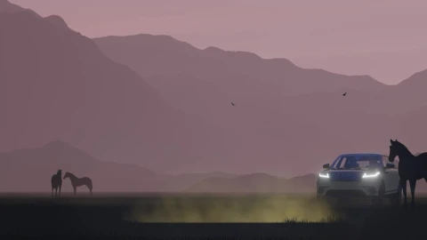 Stock Video Luxury Vehicle Passing Through Wild Horses Animated Wallpaper - Free Live Wallpaper