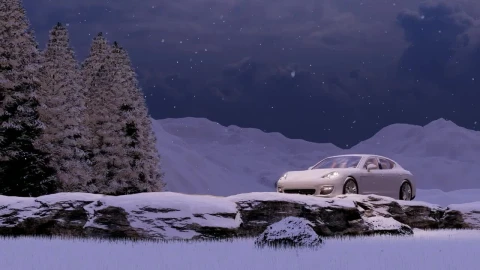 Stock Video Luxury Sports Car In Winter Nature Animated Wallpaper - Free Live Wallpaper