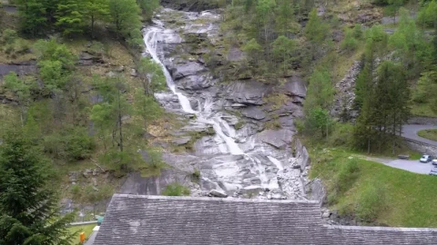 Stock Video Low View Of A Waterfall On A Forested Mountain Animated Wallpaper - Free Live Wallpaper