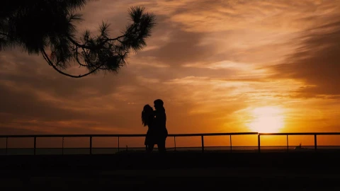 Stock Video Lovers Holding Each Other On A Romantic Sunset Animated Wallpaper - Free Live Wallpaper