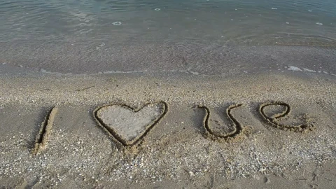 Stock Video Love Written In The Sand On A Beach Animated Wallpaper - Free Live Wallpaper