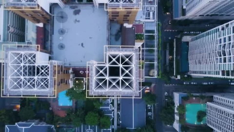 Stock Video Looking Down Over Skyscrapers And Pools Animated Wallpaper - Free Live Wallpaper