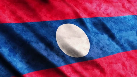 Stock Video Laos Flag With Faded Texture While Waving Animated Wallpaper - Free Live Wallpaper
