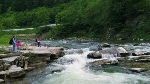 Stock Video Mother And Daughters Next To A River In The Fores Animated Wallpaper - Free Live Wallpaper