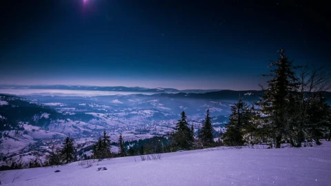 Stock Video Moon Light In The Winter Mountain Animated Wallpaper - Free Live Wallpaper