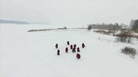 Stock Video Monks Walking Through The Sno Animated Wallpaper - Free Live Wallpaper