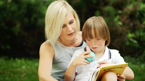 Stock Video Mom Helps Little Boy With English Educatio Animated Wallpaper - Free Live Wallpaper