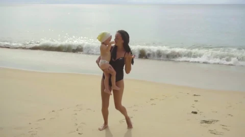 Stock Video Mom And Daughter Dancing In The Beac Animated Wallpaper - Free Live Wallpaper