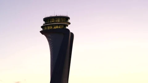 Stock Video Modern Airport Tower Against The Sunse Animated Wallpaper - Free Live Wallpaper
