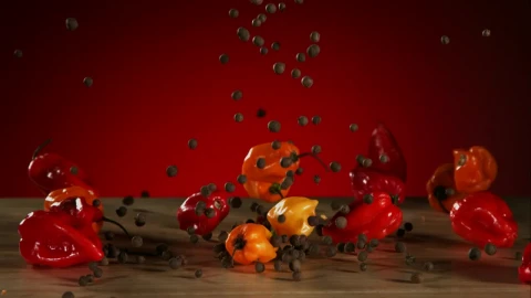 Stock Video Mix Of Peppers Falling To The Tabl Animated Wallpaper - Free Live Wallpaper