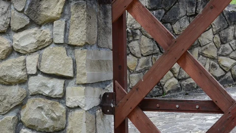 Stock Video Metal Gate Against A Stone Wal Animated Wallpaper - Free Live Wallpaper