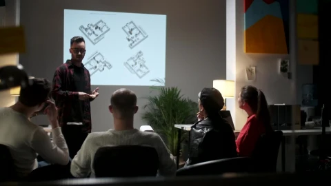 Stock Video Mentor Gives Nighttime Presentation To Tea Animated Wallpaper - Free Live Wallpaper