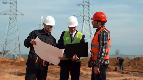Stock Video Men On Constructions Site Checking The Blueprin Animated Wallpaper - Free Live Wallpaper
