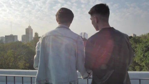 Stock Video Men Looking At The City In A Balcon Animated Wallpaper - Free Live Wallpaper