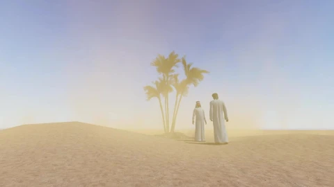 Stock Video Men In Arab Clothing In A Sandy Desert In Animated Wallpaper - Free Live Wallpaper