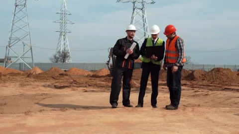 Stock Video Men Checking Project At The Construction Sit Animated Wallpaper - Free Live Wallpaper