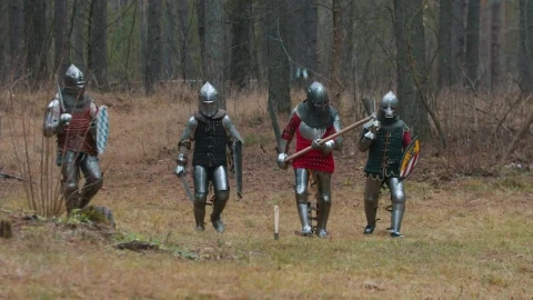 Stock Video Medieval Warriors In Armor In A Fores Animated Wallpaper - Free Live Wallpaper