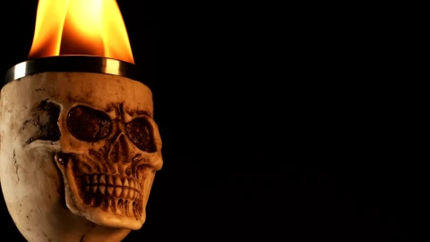 Stock Video Medieval Skull Shaped Mug With Fire In I Animated Wallpaper - Free Live Wallpaper
