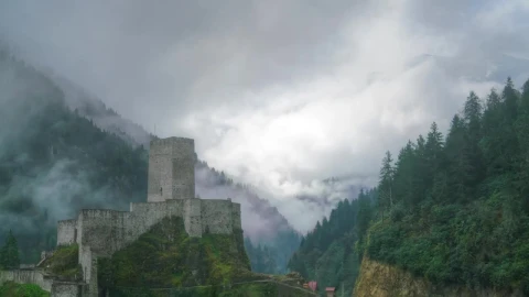 Stock Video Medieval Castle In A Cloudy Fores Animated Wallpaper - Free Live Wallpaper