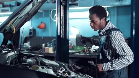 Stock Video Mechanic Inspecting Motor With A Ligh Animated Wallpaper - Free Live Wallpaper