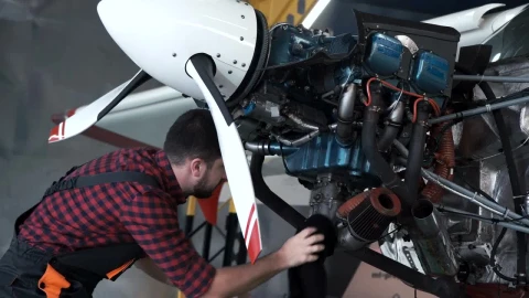 Stock Video Mechanic Cleaning Aircraft Engin Animated Wallpaper - Free Live Wallpaper