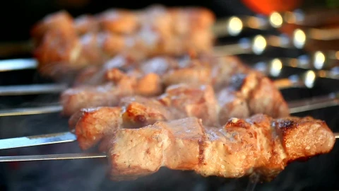 Stock Video Meat Roasting On Charcoal Gril Animated Wallpaper - Free Live Wallpaper