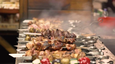 Stock Video Meat In Spikes On The Gril Animated Wallpaper - Free Live Wallpaper