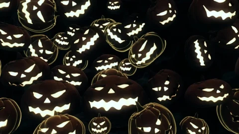 Stock Video Many Halloween Pumpkins Lit Animated Wallpaper - Free Live Wallpaper