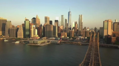 Stock Video Manhattan Bridge With A Usa Flag Wavin Animated Wallpaper - Free Live Wallpaper