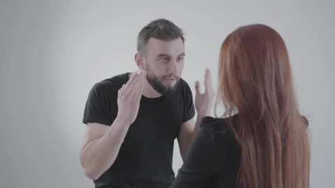 Stock Video Man Yells At Woman And Gestures Angrily On White Backgroun Animated Wallpaper - Free Live Wallpaper