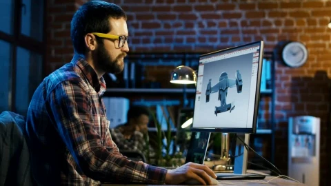 Stock Video Man Working On A Video Game Model In The Offic Animated Wallpaper - Free Live Wallpaper