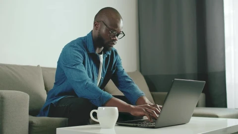Stock Video Man Working From Home In His Living Roo Animated Wallpaper - Free Live Wallpaper